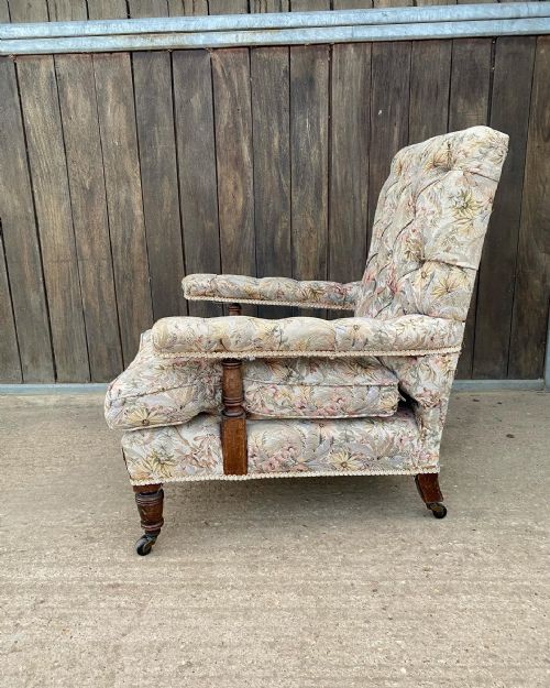 A VICTORIAN OPEN ARMCHAIR - ADDITIONAL PHOTO 2