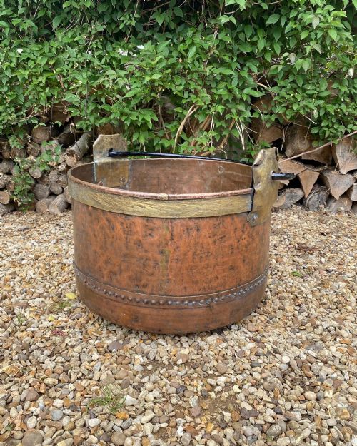a large copper log bucker - CATEGORY: ANTIQUE MISCELLANEOUS - DATED 19TH CENTURY
