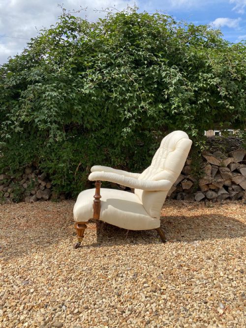 A VICTORIAN OPEN ARMCHAIR - ADDITIONAL PHOTO 1