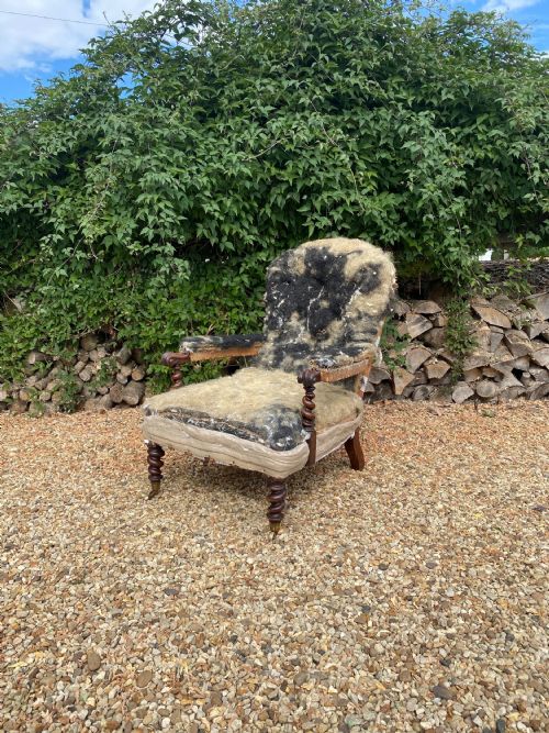 a victorian barley turned open armchair - CATEGORY: ANTIQUE CHAIRS - DATED VICTORIAN