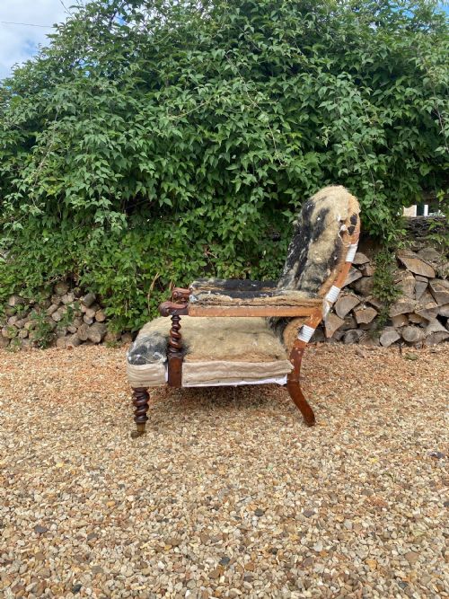 A VICTORIAN BARLEY TURNED OPEN ARMCHAIR - ADDITIONAL PHOTO 1