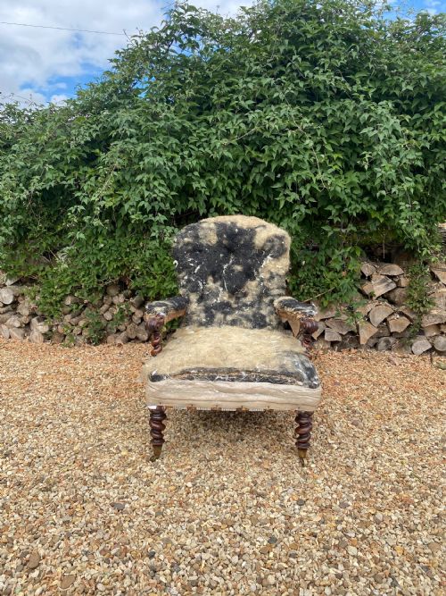 A VICTORIAN BARLEY TURNED OPEN ARMCHAIR - ADDITIONAL PHOTO 2