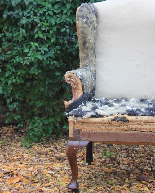 A 19TH CENTURY WINGCHAIR - ADDITIONAL PHOTO 2