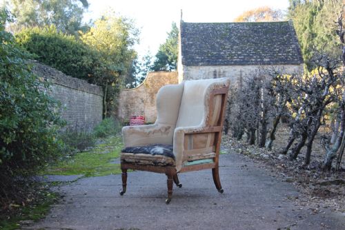 a howard and sons wingchair - CATEGORY: ANTIQUE CHAIRS - DATED VICTORIAN
