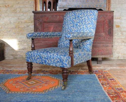 early 19th century open armchair upholstered in robert kime tsubaki - CATEGORY: ANTIQUE CHAIRS - DATED REGENCY