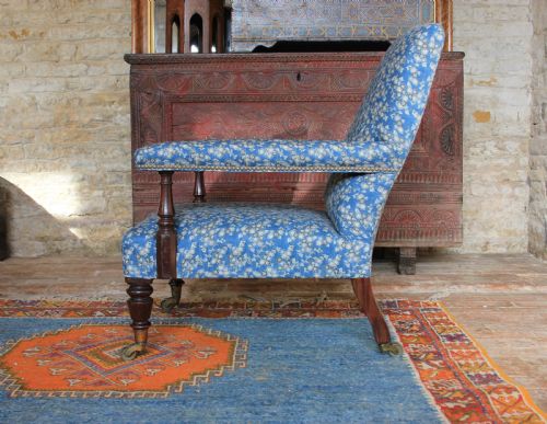 EARLY 19TH CENTURY OPEN ARMCHAIR UPHOLSTERED IN ROBERT KIME TSUBAKI - ADDITIONAL PHOTO 1