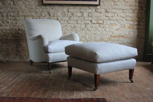 HOWARD SONS BRIDGEWATER ARMCHAIR WITH MATCHING FOOTSTOOL