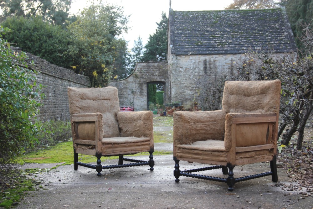 A pair of bobbin armchairs
