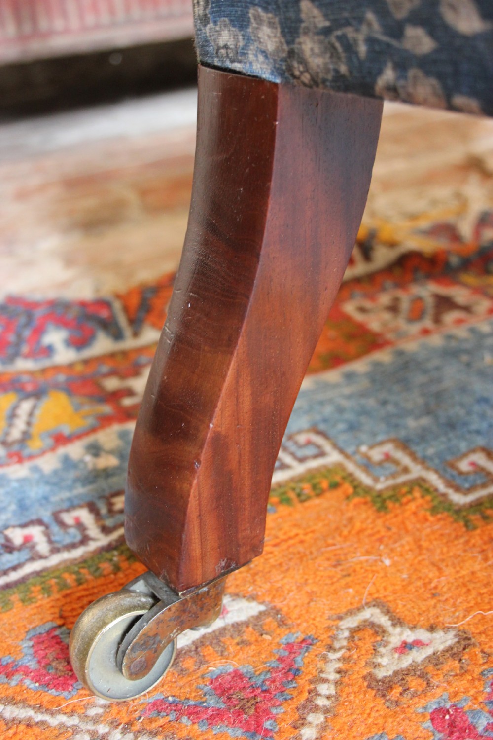 Early 19th century open armchair upholstered in Robert Kime, Tsubaki View IV