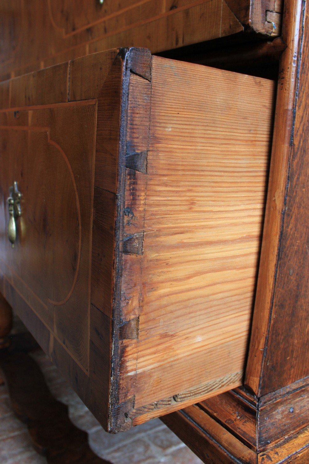 Early 18th century Yew wood chest on stand  View IV