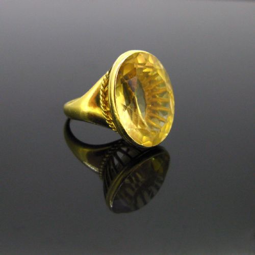 Reserved Vintage Retro 21ct Citrine, 18kt Yellow Gold, Circa 1950