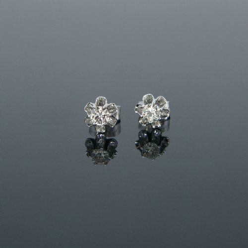Reserved Diamond Illusion Setting Earrings, 18kt White Gold, Sweden, Circa 1950