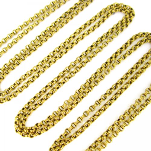 ANTIQUE VICTORIAN DOUBLE LINKS CHAIN NECKLACE 28 INCHES 18KT YELLOW GOLD FRANCE CIRCA 1880 - ADDITIONAL PHOTO 1