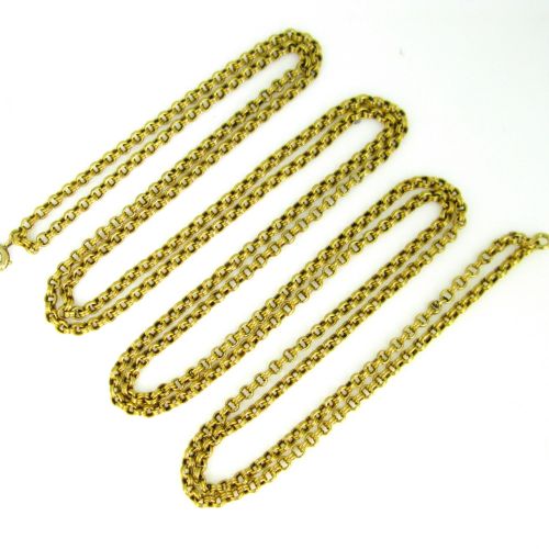 ANTIQUE VICTORIAN DOUBLE LINKS CHAIN NECKLACE 28 INCHES 18KT YELLOW GOLD FRANCE CIRCA 1880 - ADDITIONAL PHOTO 3