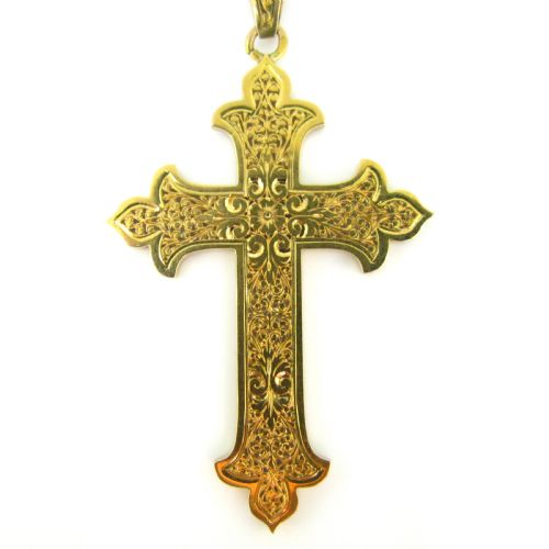 ANTIQUE ART NOUVEAU CROSS PENDANT 18KT YELLOW GOLD FRANCE CIRCA 1905 - ADDITIONAL PHOTO 2