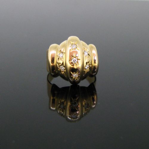 reserved star setting diamonds bombe dome ring 18kt yellow gold france circa 1970 - CATEGORY: ANTIQUE JEWELLERY - DATED 1960