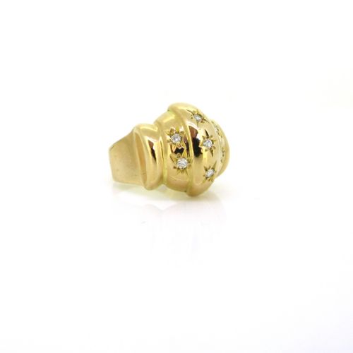 RESERVED STAR SETTING DIAMONDS BOMBE DOME RING 18KT YELLOW GOLD FRANCE CIRCA 1970 - ADDITIONAL PHOTO 1