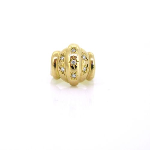 RESERVED STAR SETTING DIAMONDS BOMBE DOME RING 18KT YELLOW GOLD FRANCE CIRCA 1970 - ADDITIONAL PHOTO 2