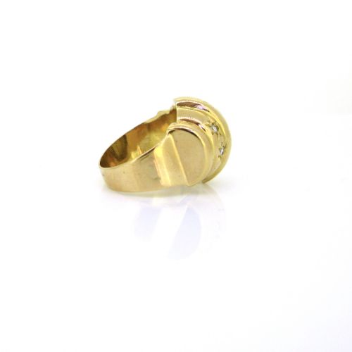 RESERVED STAR SETTING DIAMONDS BOMBE DOME RING 18KT YELLOW GOLD FRANCE CIRCA 1970 - ADDITIONAL PHOTO 3