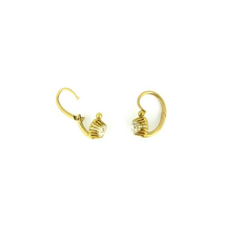 RESERVED ANTIQUE VICTORIAN DIAMONDS DORMEUSES EARRINGS 18KT YELLOW GOLD FRANCE CIRCA 1880 - ADDITIONAL PHOTO 3