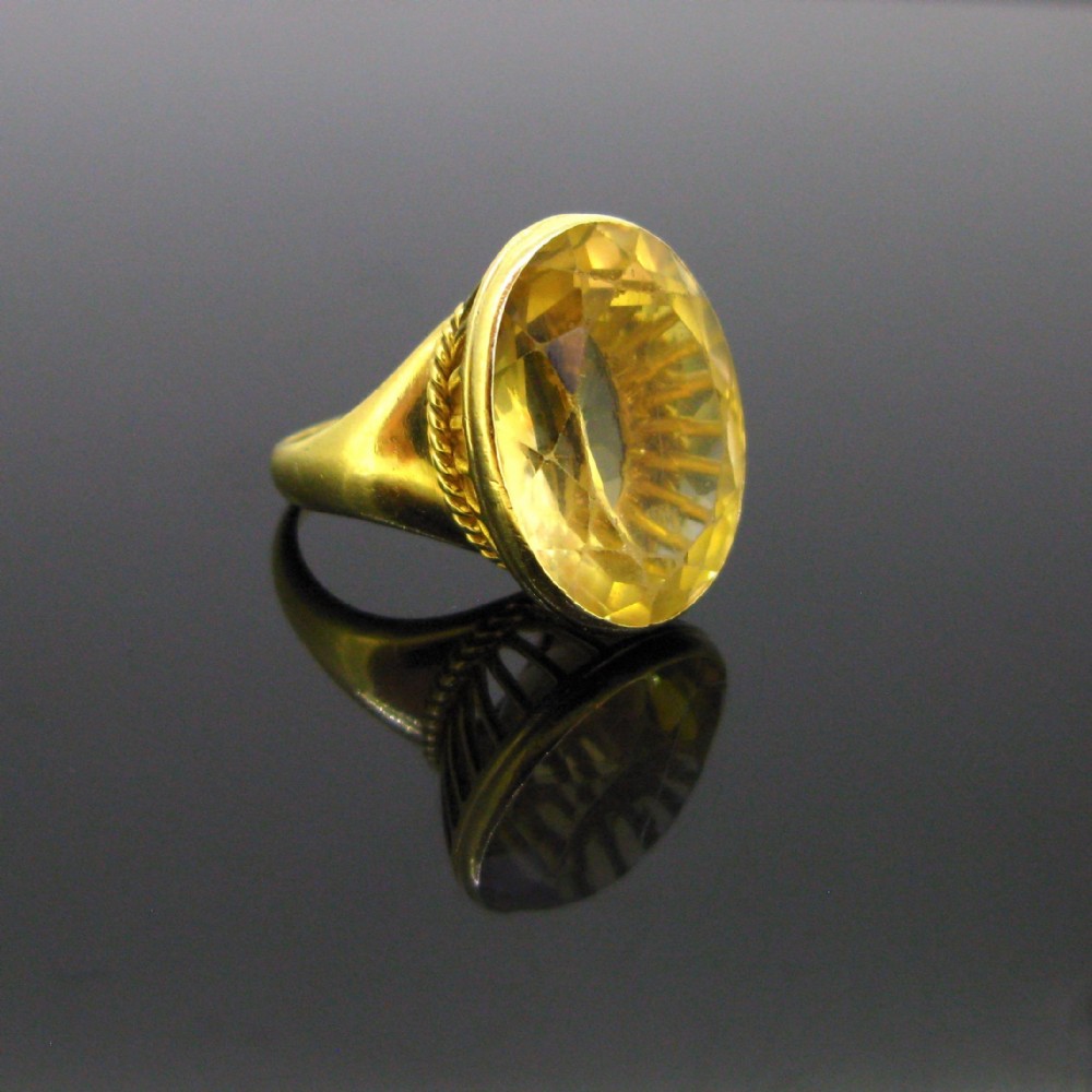 RESERVED Vintage Retro 21ct Citrine, 18kt Yellow Gold, circa 1950