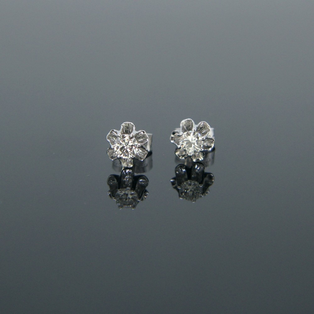 RESERVED Diamond Illusion Setting Earrings, 18kt White Gold, Sweden, circa 1950