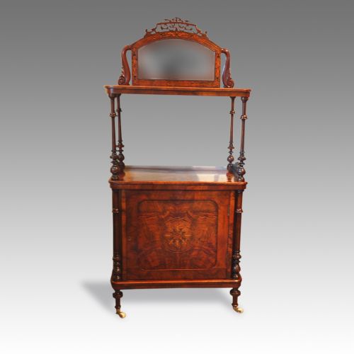 Victorian Inlaid Walnut Music Cabinet Whatnot