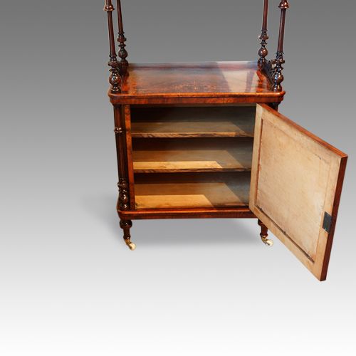 fig 1. Victorian inlaid walnut music cabinet whatnot