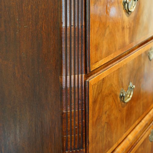 fig 1. George III walnut chest on chest with sunburst inlay