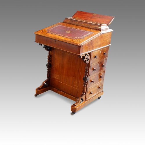 fig 1. Victorian inlaid walnut Davenport desk