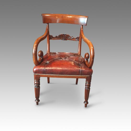 fig 1. Pair of William IV mahogany scroll arm-chairs