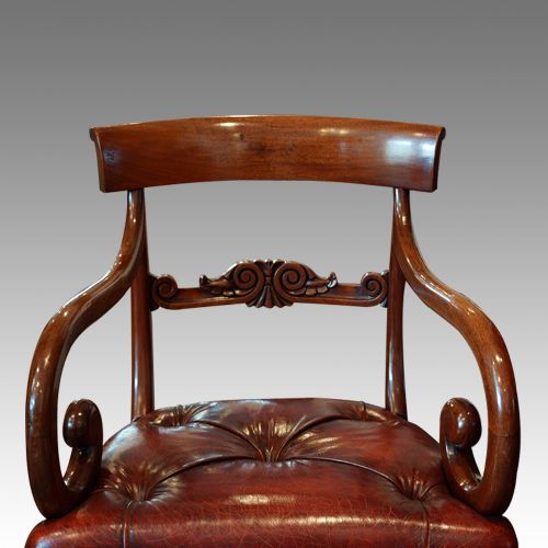 fig 3. Pair of William IV mahogany scroll arm-chairs
