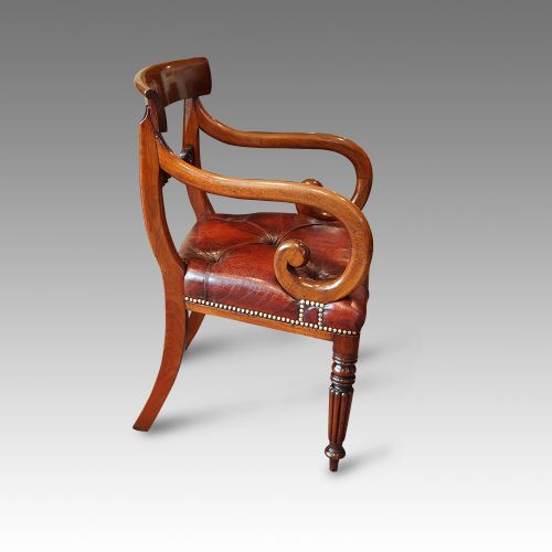 fig 4. Pair of William IV mahogany scroll arm-chairs