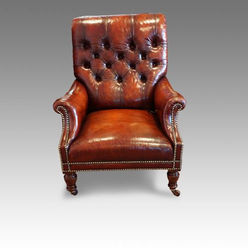 Victorian Leather Reading Chair by Shoolbread