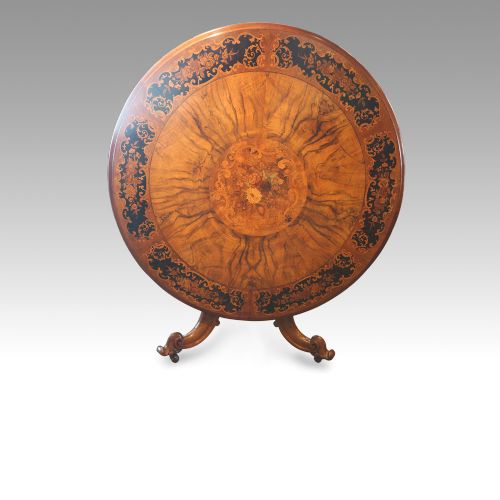 Victorian Floral Marquetry Walnut Circular Table