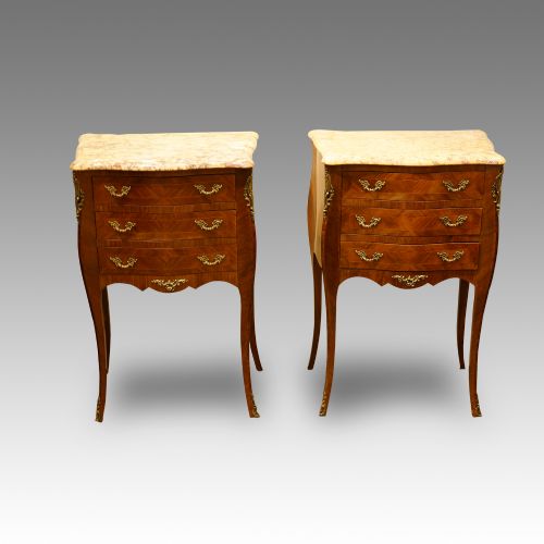 Pair of French Walnut Bedside Cabinets
