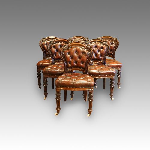 Set of 6 Victorian Leather Chairs