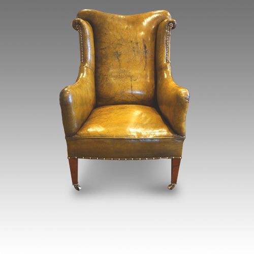 Edwardian Leather Reading Easy Chair