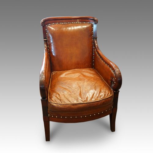 French Mahogany Empire Library Chair
