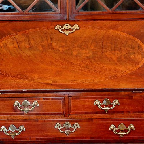 fig 1. Antique mahogany small bureau bookcase