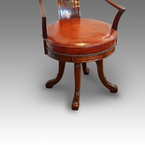 fig 1. Edwardian mahogany revolving desk chair