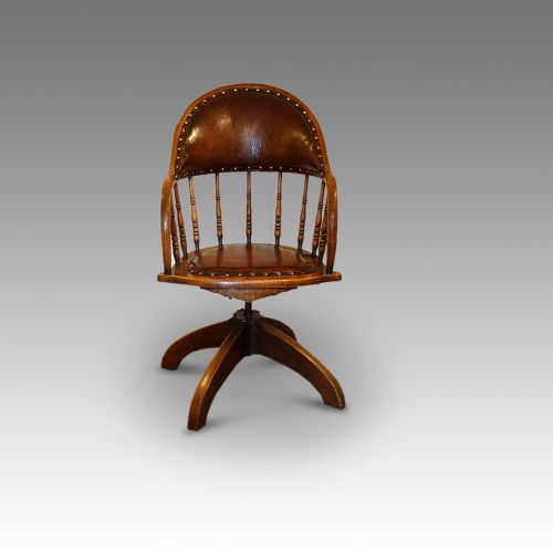 Edwardian Oak Revolving Desk Chair