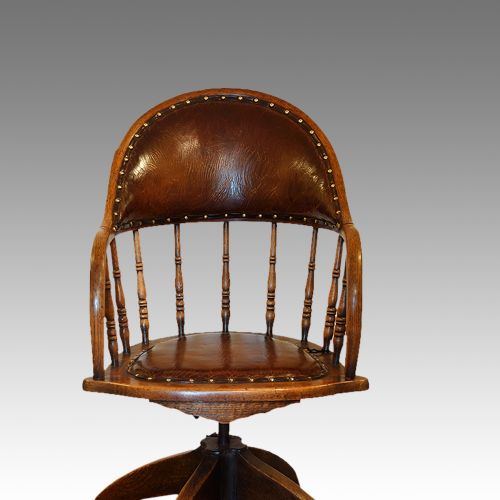 fig 1. Edwardian oak revolving desk chair