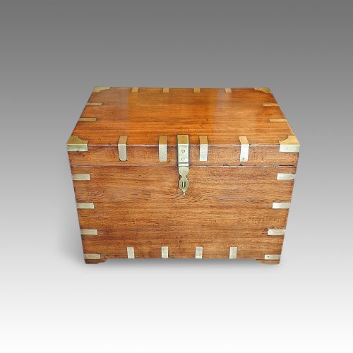 Antique Brass Bound Campaign Trunk