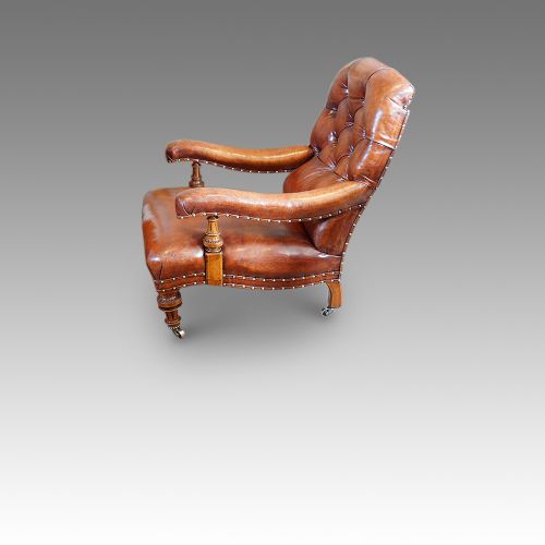 fig 1. Victorian leather button back easy chair