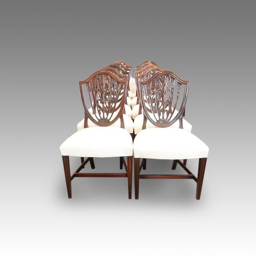 Set of 10 Hepplewhite Mahogany Shieldback Chairs