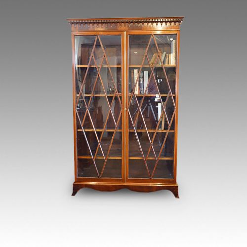 Antique Mahogany Double Door Bookcase