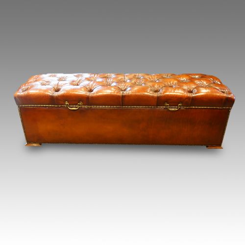 Edwardian Ottoman in Leather
