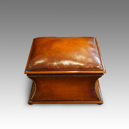 Victorian  Leather and Mahogany Ottoman