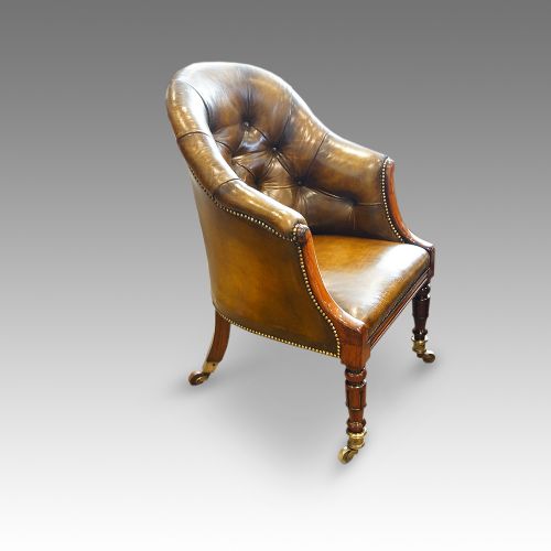 William IV Rosewood Button-back Leather Desk Chair